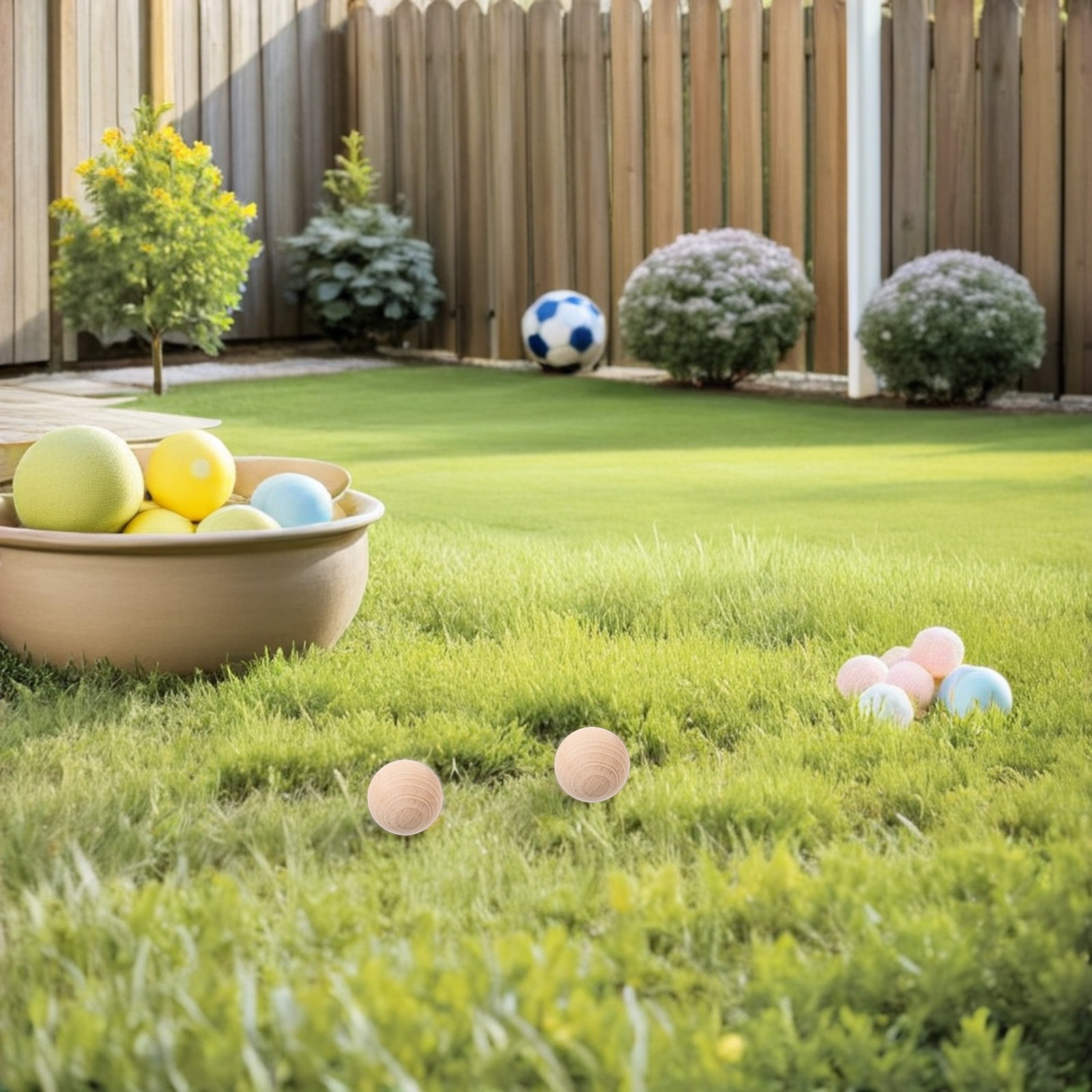 Croquet Set Lawn - 4 adet kroket topları doğal ahşap