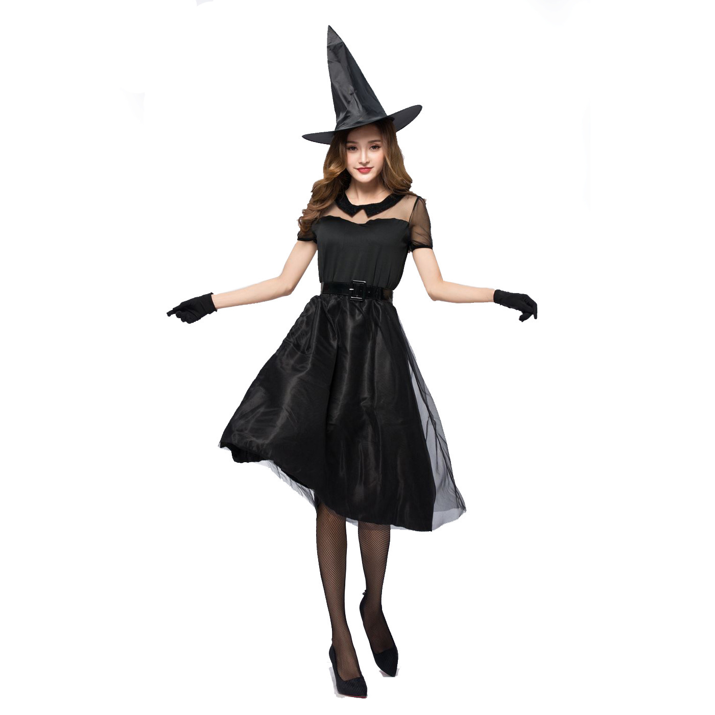 Party Games Simple - Cadılar bayramı Siyah Peçe Cadı Cosplay